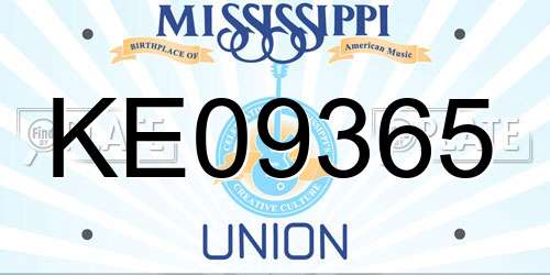 KE09365 Mississippi License Plate
