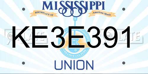 KE3E391 Mississippi License Plate