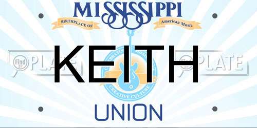 KEITH Mississippi License Plate