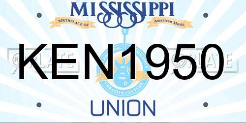 KEN1950 Mississippi License Plate