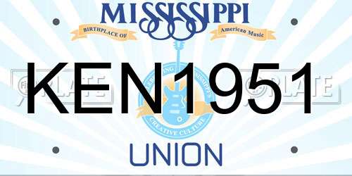 KEN1951 Mississippi License Plate