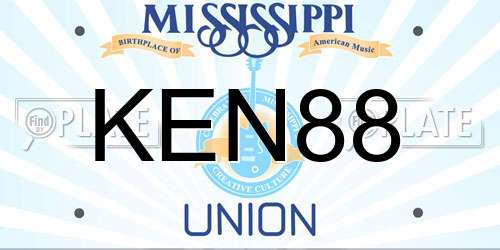 KEN88 Mississippi License Plate
