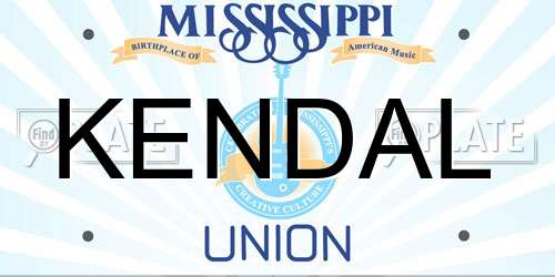 KENDAL Mississippi License Plate