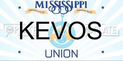 KEVOS Mississippi License Plate