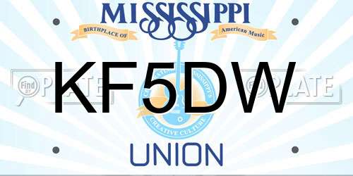 KF5DW Mississippi License Plate