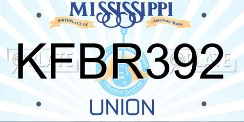 KFBR392 Mississippi License Plate