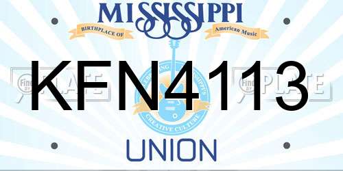 KFN4113 Mississippi License Plate