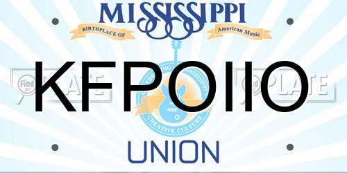 KFPOIIO Mississippi License Plate