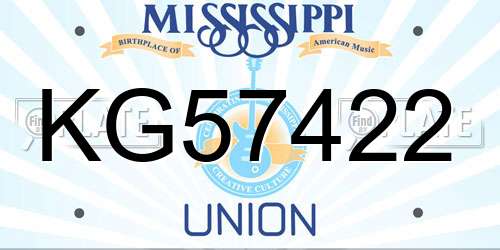 KG57422 Mississippi License Plate