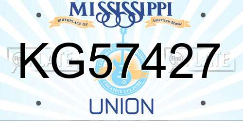 KG57427 Mississippi License Plate