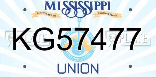 KG57477 Mississippi License Plate