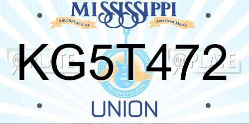 KG5T472 Mississippi License Plate