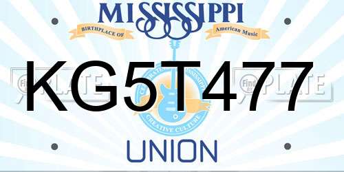 KG5T477 Mississippi License Plate