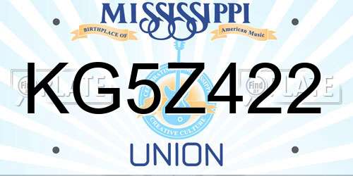 KG5Z422 Mississippi License Plate