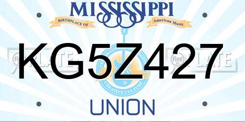 KG5Z427 Mississippi License Plate