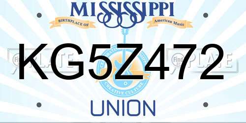 KG5Z472 Mississippi License Plate