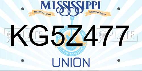KG5Z477 Mississippi License Plate