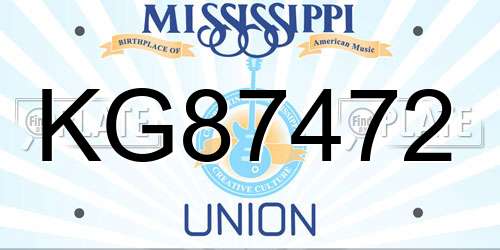 KG87472 Mississippi License Plate