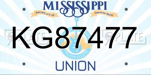 KG87477 Mississippi License Plate