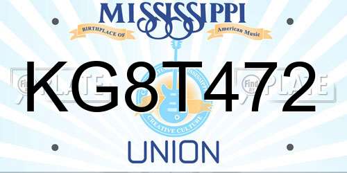 KG8T472 Mississippi License Plate