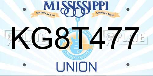 KG8T477 Mississippi License Plate