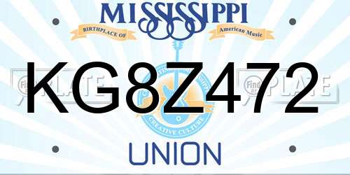 KG8Z472 Mississippi License Plate
