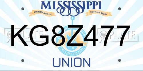 KG8Z477 Mississippi License Plate