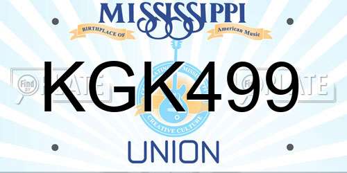 KGK499 Mississippi License Plate