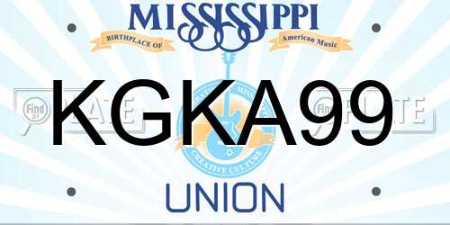 KGKA99 Mississippi License Plate