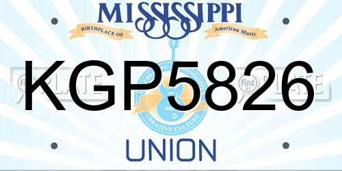 KGP5826 Mississippi License Plate