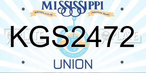 KGS2472 Mississippi License Plate