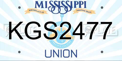 KGS2477 Mississippi License Plate