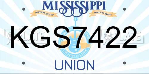 KGS7422 Mississippi License Plate