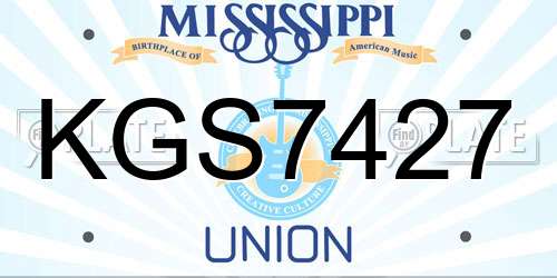 KGS7427 Mississippi License Plate