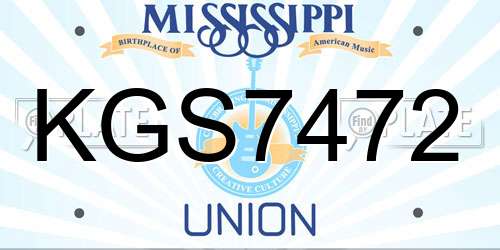 KGS7472 Mississippi License Plate