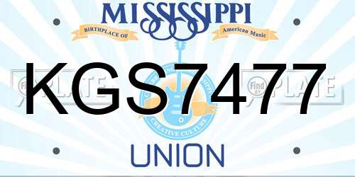 KGS7477 Mississippi License Plate
