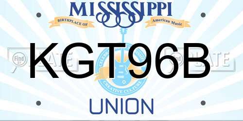KGT96B Mississippi License Plate