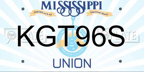 KGT96S Mississippi License Plate
