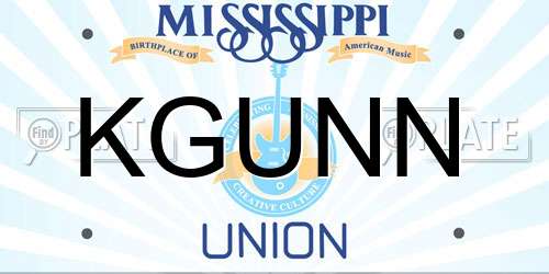 KGUNN Mississippi License Plate