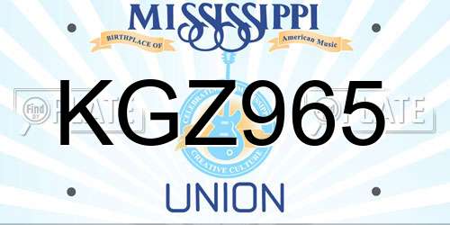 KGZ965 Mississippi License Plate