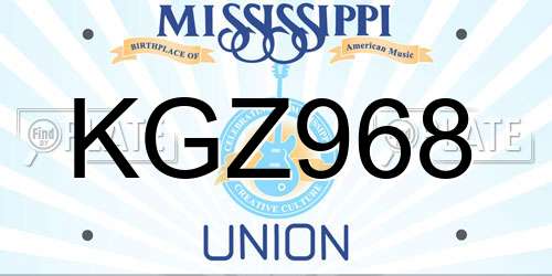 KGZ968 Mississippi License Plate