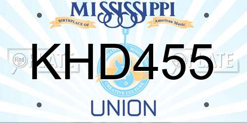 KHD455 Mississippi License Plate