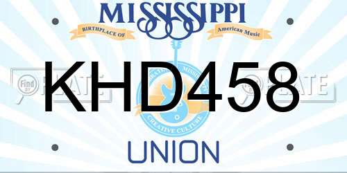 KHD458 Mississippi License Plate