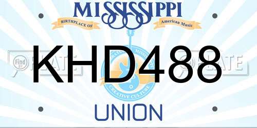 KHD488 Mississippi License Plate