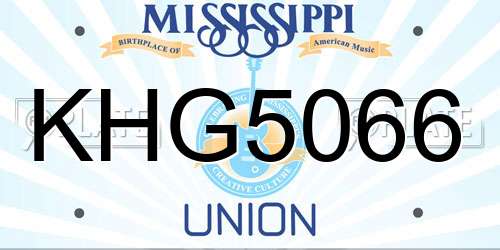 KHG5066 Mississippi License Plate