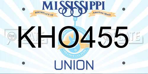 KHO455 Mississippi License Plate
