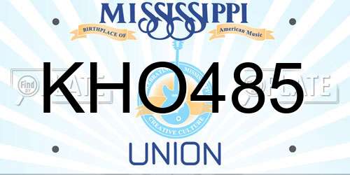 KHO485 Mississippi License Plate