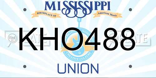 KHO488 Mississippi License Plate