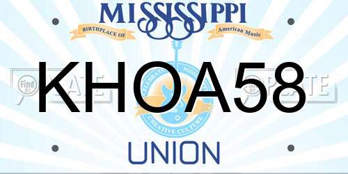 KHOA58 Mississippi License Plate