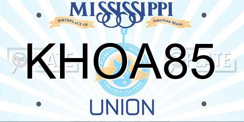 KHOA85 Mississippi License Plate